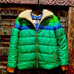 Authentic Aviator Nation trekker hooded men’s sherpa green puffer Xl jacket